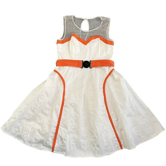 Star Wars Her Universe BB-8 Dress Size L White Orange Cosplay Belted Star Wars - Picture 3 of 16
